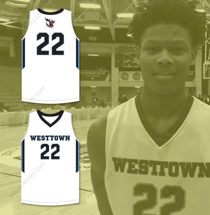 CUSTOM ANY Name Number CAM REDDISH 22 WESTTOWN SCHOOL MOOSE WHITE BASKETBALL JERSEY 1 Top Stitched S-6XL