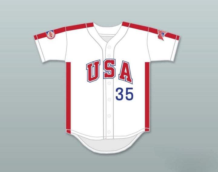 Custom Any Name Number SHANE MACK 35 1984 USA TEAM WHITE BUTTON DOWN BASEBALL JERSEY Top Stitched S-6XL