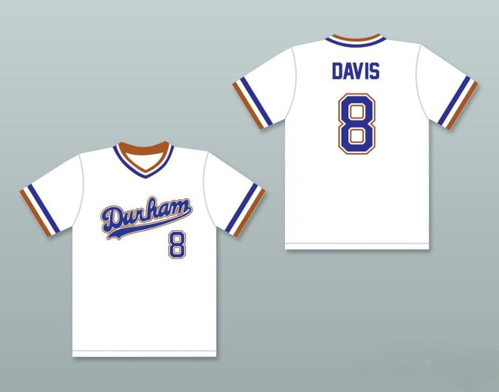 Custom Any Name Number CRASH DAVIS 8  WHITE BASEBALL JERSEY 2 Top Stitched S-6XL