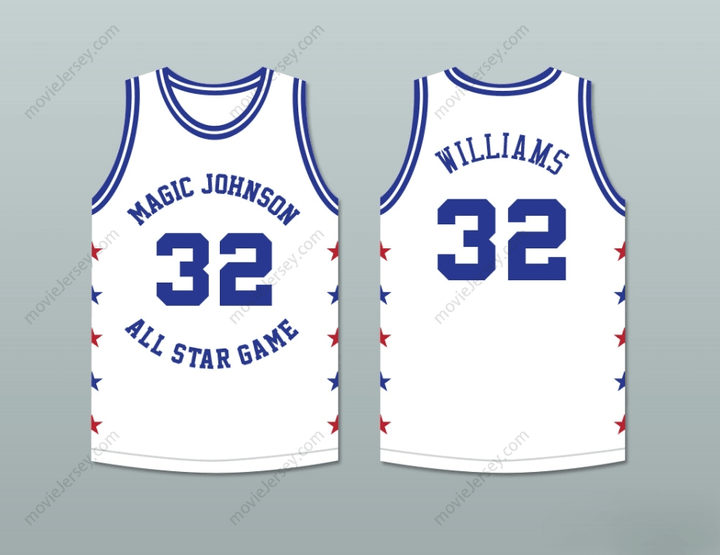 CUSTOM ANY Name Number HERB WILLIAMS 32 MAGIC JOHNSON ALL STAR GAME WHITE BASKETBALL JERSEY 1989 MIDSUMMER NIGHT'S MAGIC CHARITY EVENT Top Stitched S-6XL