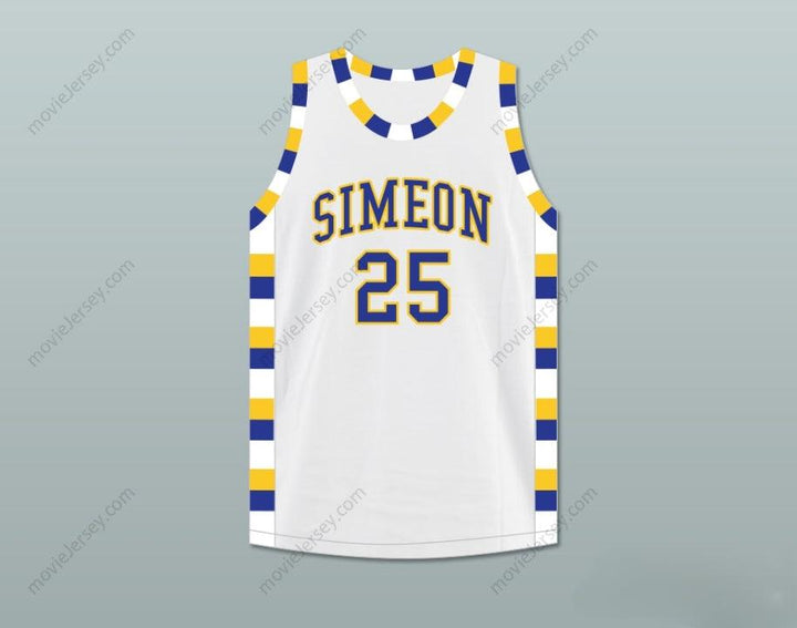 CUSTOM ANY Name Number DERRICK ROSE 25 SIMEON CAREER ACADEMY WOLVERINES WHITE BASKETBALL JERSEY 2 Top Stitched S-6XL