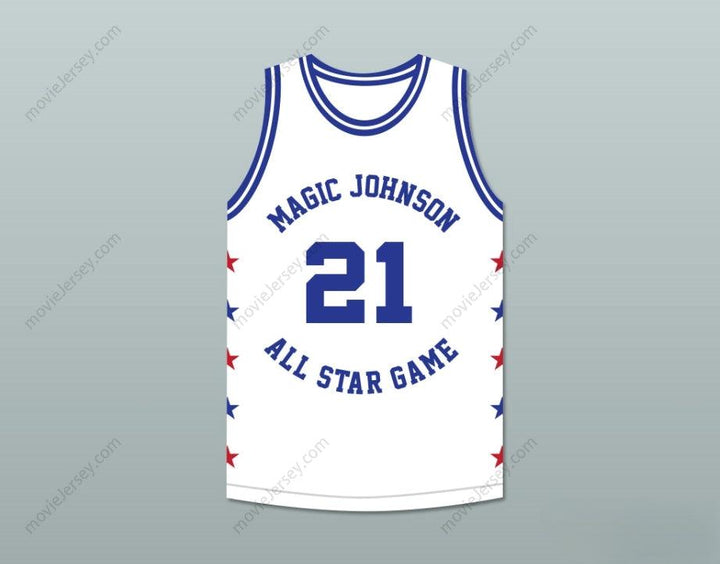 CUSTOM ANY Name Number DOMINIQUE WILKINS 21 MAGIC JOHNSON ALL STAR GAME WHITE BASKETBALL JERSEY 1986 MIDSUMMER NIGHT'S MAGIC CHARITY EVENT Top Stitched S-6XL
