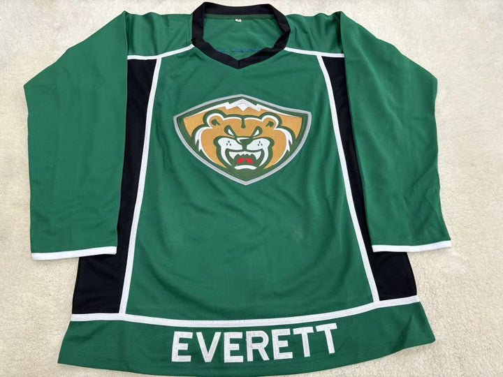Custom Any Name Number EVERETT SILVERTIPS GREEN HOCKEY JERSEY Stitched Top Stitched S-6XL