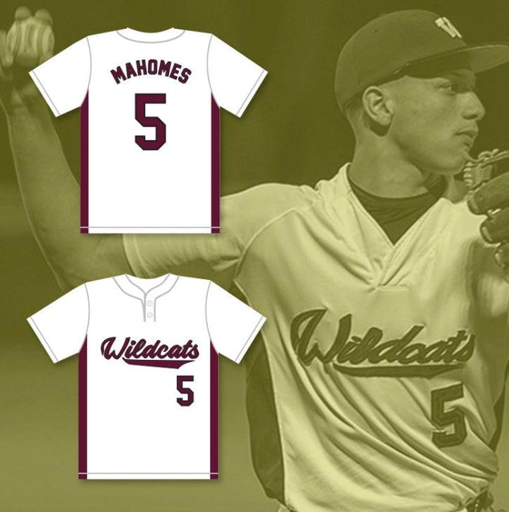 Custom Any Name Number PATRICK MAHOMES 5 WHITEHOUSE HIGH SCHOOL WILDCATS WHITE BASEBALL JERSEY 2 Top Stitched S-6XL