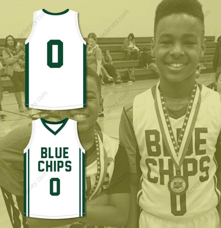 CUSTOM ANY Name Number LEBRON JAMES JR 0 BLUE CHIPS WHITE BASKETBALL JERSEY 1 Top Stitched S-6XL
