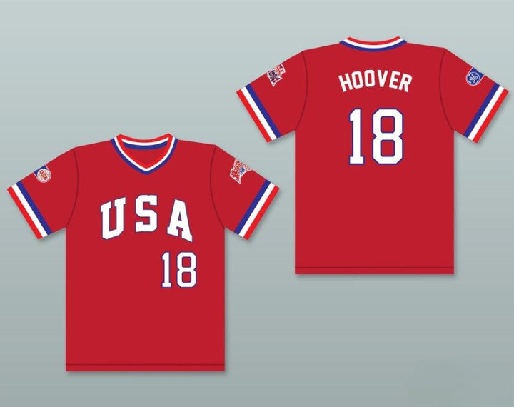 Custom Any Name Number JOHN HOOVER 18 1984 USA TEAM RED BASEBALL JERSEY Top Stitched S-6XL
