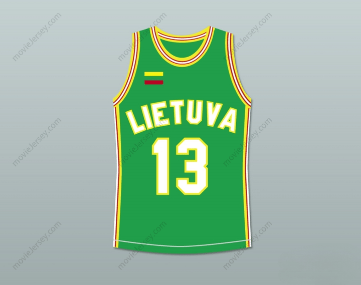 CUSTOM ANY Name Number SARUNAS MARCIULIONIS 13 LITHUANIA BASKETBALL JERSEY STITCH SEWN Top Stitched S-6XL