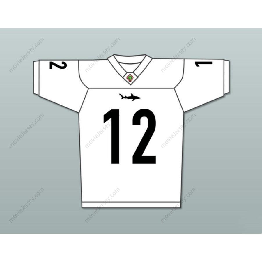 CUSTOM ANY Name Number TYLER CHERUBINI 12 MIAMI SHARKS WHITE TRIM FOOTBALL JERSEY ANY GIVEN SUNDAY Top Stitched S-6XL