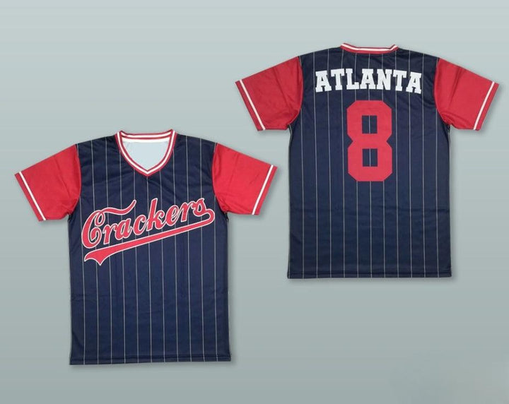 Custom Any Name Number  CRACKERS 8 BLUE PINSTRIPED BASEBALL JERSEY Top Stitched S-6XL