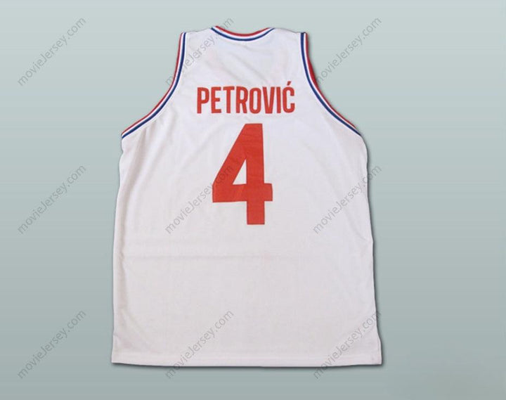 CUSTOM ANY Name Number DRAZEN PETROVIC CROATIA WHITE BASKETBALL JERSEY Top Stitched S-6XL