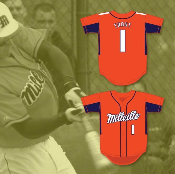 Custom Any Name Number MIKE TROUT 1  SENIOR HIGH SCHOOL THUNDERBOLTS ORANGE BASEBALL JERSEY 4 Top Stitched S-6XL