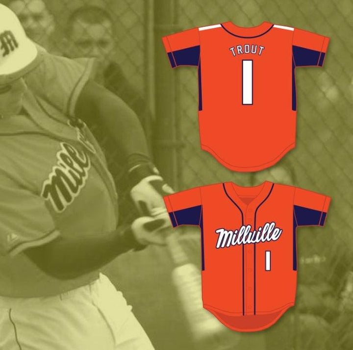 Custom Any Name Number MIKE TROUT 1  SENIOR HIGH SCHOOL THUNDERBOLTS ORANGE BASEBALL JERSEY 4 Top Stitched S-6XL
