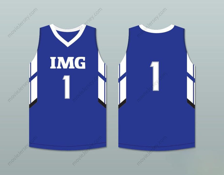 CUSTOM ANY Name Number PLAYER 1 IMG ACADEMY BLUE BASKETBALL JERSEY Top Stitched S-6XL