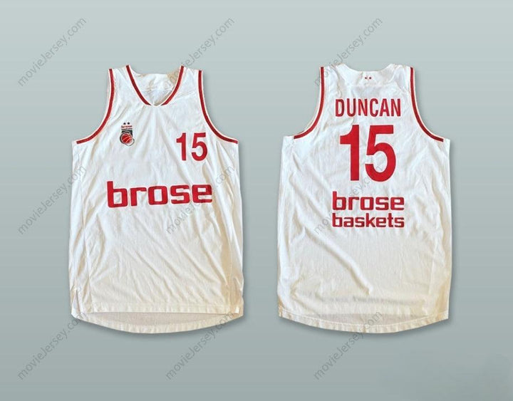 CUSTOM ANY Name Number DUNCAN 15 BROSE BAMBERG GERMANY WHITE BASKETBALL JERSEY Top Stitched S-6XL