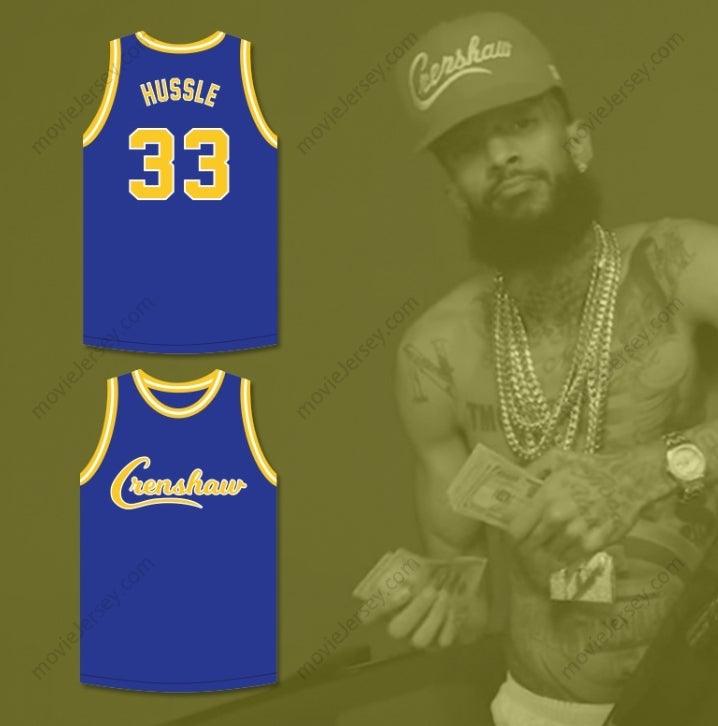 CUSTOM ANY Name Number NIPSEY HUSSLE 33 CRENSHAW BLUE BASKETBALL JERSEY Top Stitched S-6XL