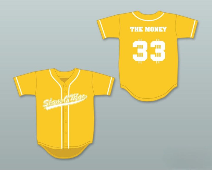 Custom Any Name Number S MCMAHON THE MONEY 33 YELLOW BUTTON DOWN BASEBALL JERSEY Top Stitched S-6XL
