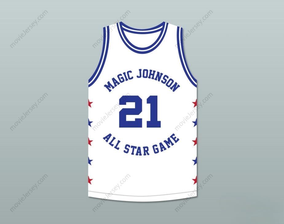 CUSTOM ANY Name Number DOMINIQUE WILKINS 21 MAGIC JOHNSON ALL STAR GAME WHITE BASKETBALL JERSEY 1988 MIDSUMMER NIGHT'S MAGIC CHARITY EVENT Top Stitched S-6XL