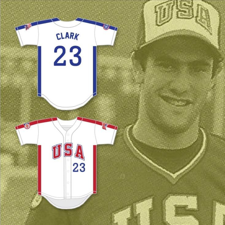 Custom Any Name Number WILL CLARK 23 1984 USA TEAM WHITE BUTTON DOWN BASEBALL JERSEY Top Stitched S-6XL