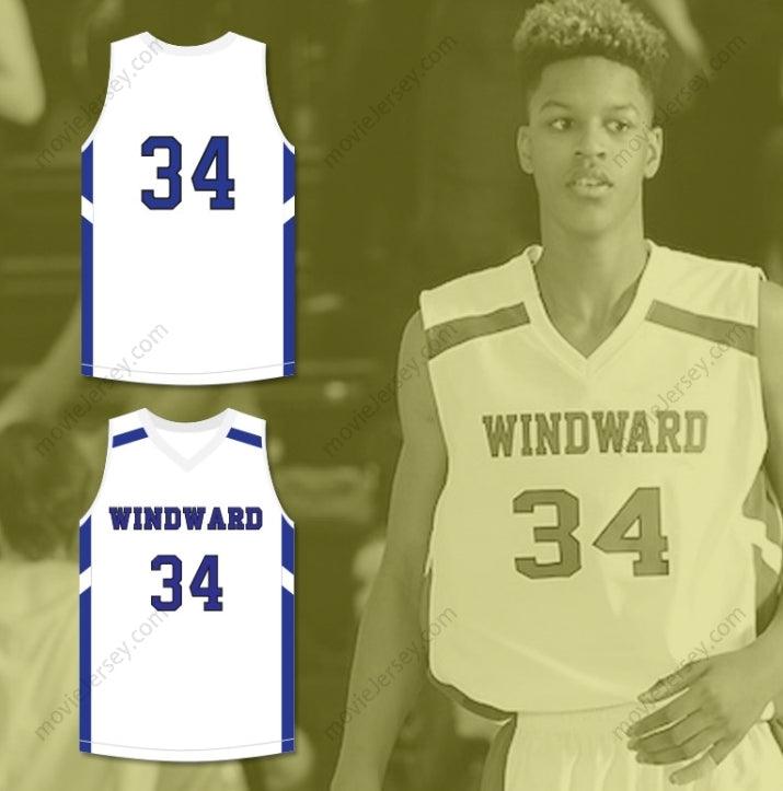 CUSTOM ANY Name Number SHAREEF O'NEAL 34 WINDWARD SCHOOL WILDCATS WHITE BASKETBALL JERSEY 1 Top Stitched S-6XL