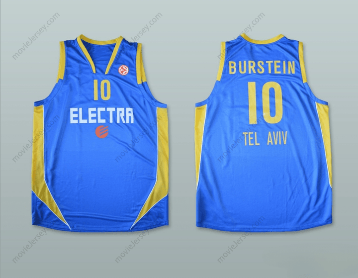 CUSTOM ANY Name Number TAL BURSTEIN 10 MACCABI TEL AVIV ISRAEL BASKETBALL JERSEY Top Stitched S-6XL