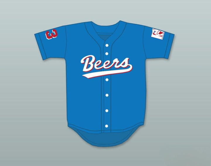 Custom Any Name Number KENNY SCOLARI 23  BEERS BASEKETBALL BLUE BASEBALL JERSEY Top Stitched S-6XL