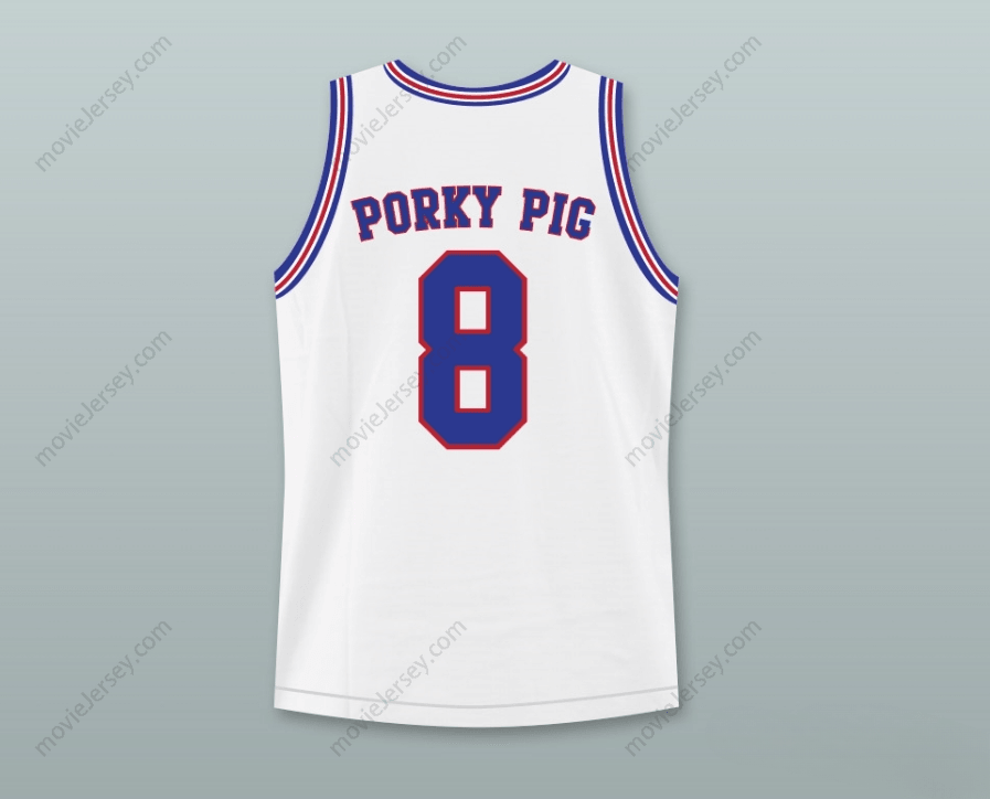 CUSTOM ANY Name Number SPACE JAM PORKY PIG 8 TUNE SQUAD BASKETBALL JERSEY WITH PORKY PIG PATCH Top Stitched S-6XL