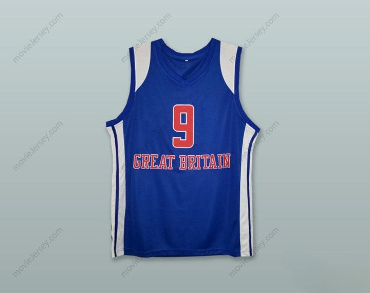 CUSTOM ANY Name Number LUOL DENG 9 GREAT BRITAIN NATIONAL TEAM BLUE BASKETBALL JERSEY Top Stitched S-6XL