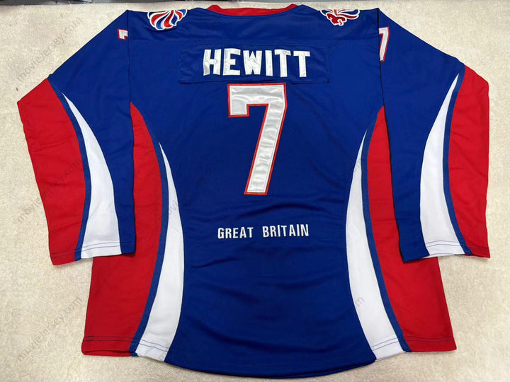 Custom Any Name Number JASON HEWITT 7 GREAT BRITAIN NATIONAL TEAM BLUE HOCKEY JERSEY Top Stitched S-6XL