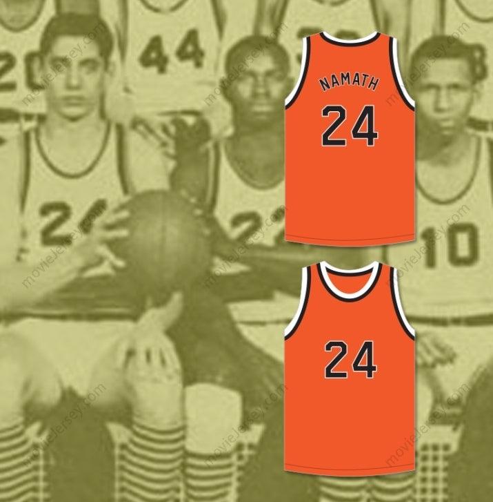 CUSTOM ANY Name Number JOE NAMATH 24 BEAVER FALLS HIGH SCHOOL TIGERS ORANGE BASKETBALL JERSEY 1 Top Stitched S-6XL