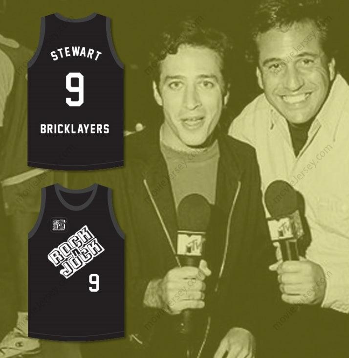 CUSTOM ANY Name Number JON STEWART 9 BRICKLAYERS BASKETBALL JERSEY 3RD ANNUAL ROCK N' JOCK B-BALL JAM 1993 Top Stitched S-6XL