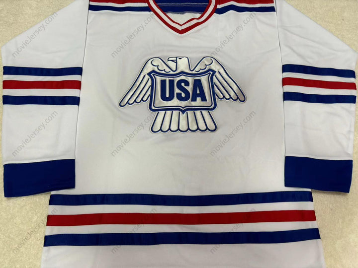 Custom Any Name Number EAGLE USA WHITE HOCKEY JERSEY  Top Stitched S-6XL