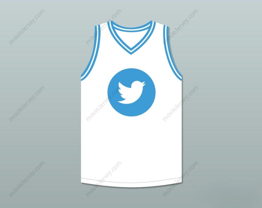 CUSTOM ANY Name Number LARRY BIRD 33 TWITTER WHITE BASKETBALL JERSEY Top Stitched S-6XL