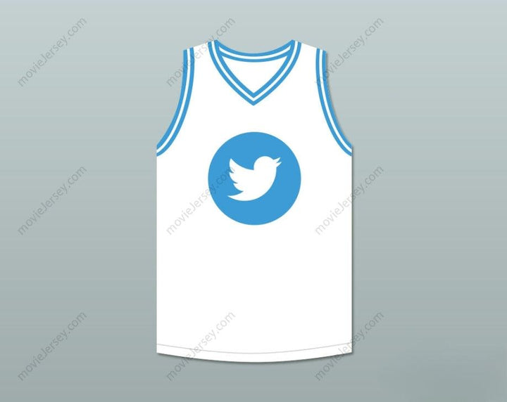 CUSTOM ANY Name Number LARRY BIRD 33 TWITTER WHITE BASKETBALL JERSEY Top Stitched S-6XL
