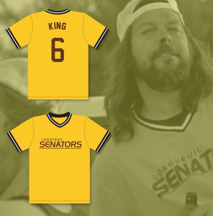 Custom Any Name Number KING 6 LONGUEUIL SENATORS BEER LEAGUE BASEBALL JERSEY SPACEMAN Top Stitched S-6XL