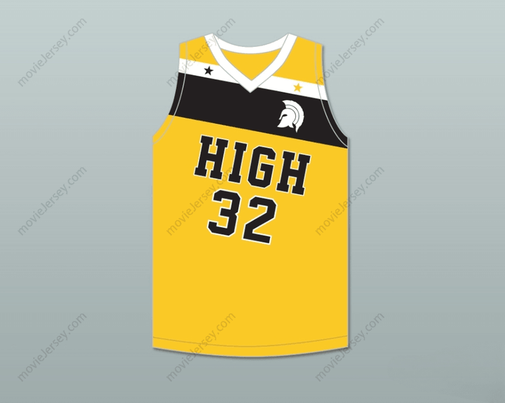 CUSTOM ANY Name Number DRAYMOND GREEN 32 SAGINAW HIGH SCHOOL TROJANS YELLOW GOLD BASKETBALL JERSEY 1 Top Stitched S-6XL