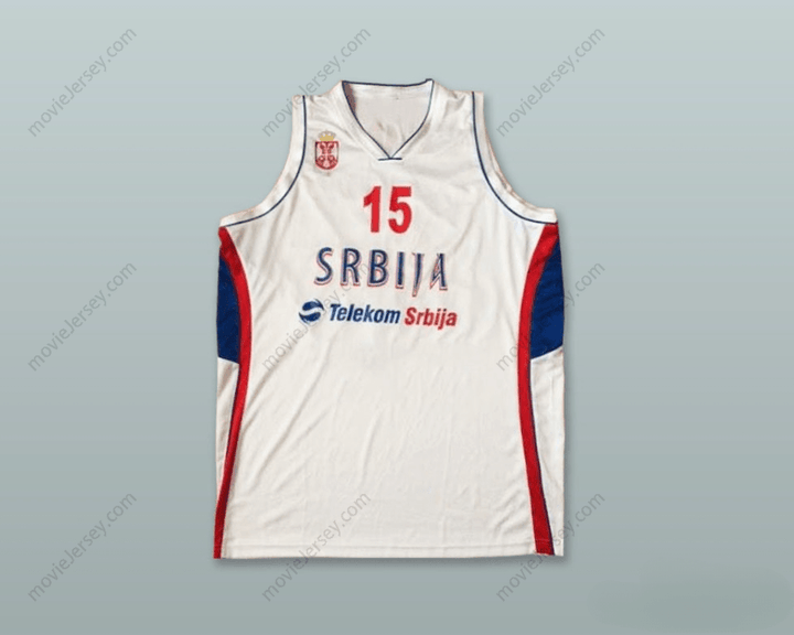 CUSTOM ANY Name Number DARKO BALABAN 15 SERBIA WHITE BASKETBALL JERSEY Top Stitched S-6XL