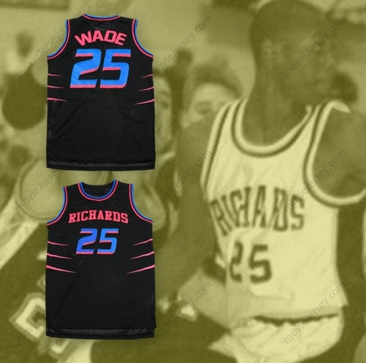 CUSTOM ANY Name Number DWYANE WADE 25 RICHARDS HIGH SCHOOL BULLDOGS BLACK ALTERNATE BASKETBALL JERSEY Top Stitched S-6XL