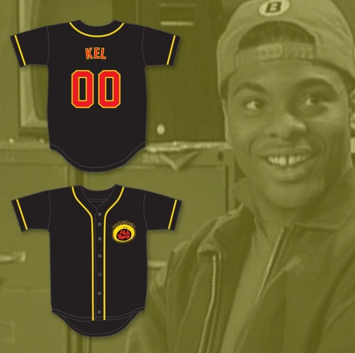 Custom Any Name Number KEL MITCHELL 00 ALL THAT BUTTON DOWN BLACK BASEBALL JERSEY 2 Top Stitched S-6XL