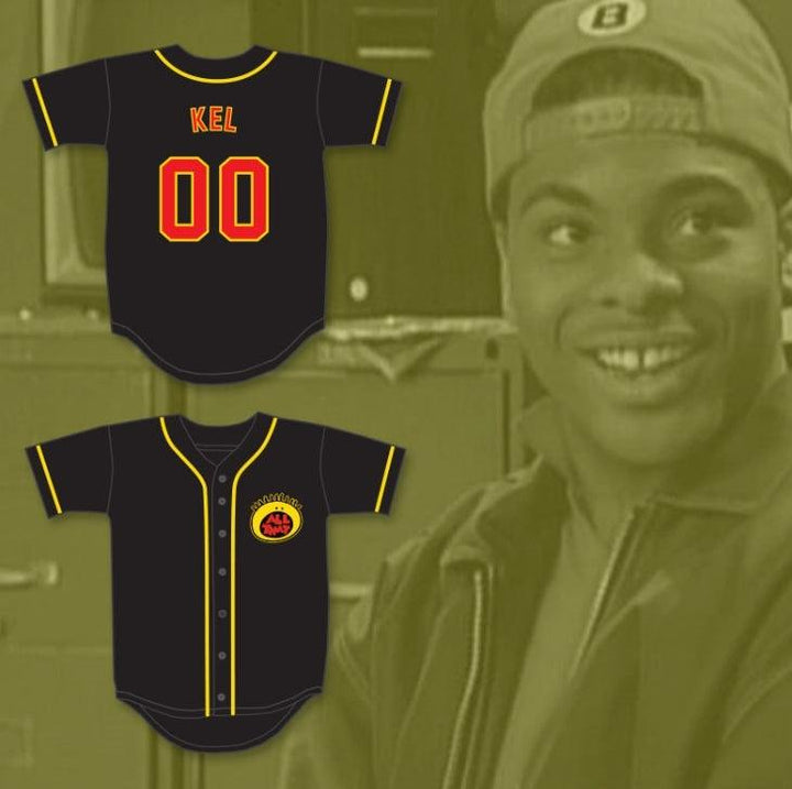Custom Any Name Number KEL MITCHELL 00 ALL THAT BUTTON DOWN BLACK BASEBALL JERSEY 2 Top Stitched S-6XL