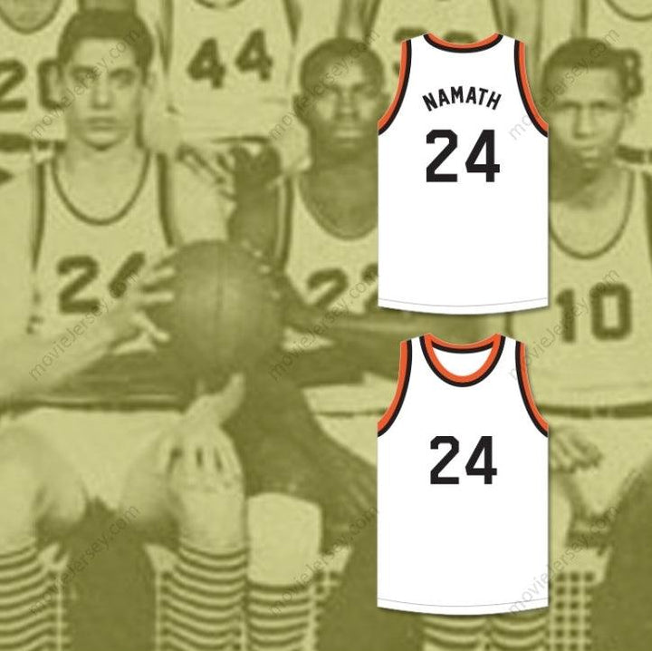 CUSTOM ANY Name Number JOE NAMATH 24 BEAVER FALLS HIGH SCHOOL TIGERS WHITE BASKETBALL JERSEY 1 Top Stitched S-6XL