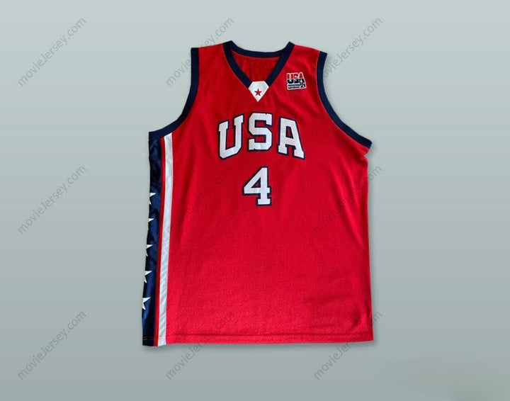 CUSTOM ANY Name Number ALLEN IVERSON 4 USA RED BASKETBALL JERSEY Top Stitched S-6XL