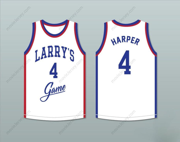 CUSTOM ANY Name Number RON HARPER 4 LARRY'S GAME WHITE BASKETBALL JERSEY 1988 CHARITY EVENT Top Stitched S-6XL