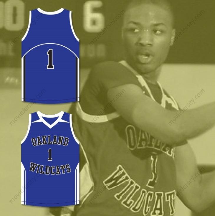 CUSTOM ANY Name Number DAMIAN LILLARD 1  HIGH SCHOOL WILDCATS BLUE BASKETBALL JERSEY Top Stitched S-6XL