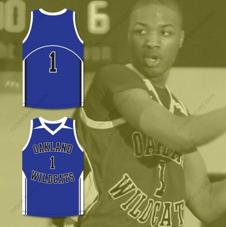 CUSTOM ANY Name Number DAMIAN LILLARD 1  HIGH SCHOOL WILDCATS BLUE BASKETBALL JERSEY Top Stitched S-6XL