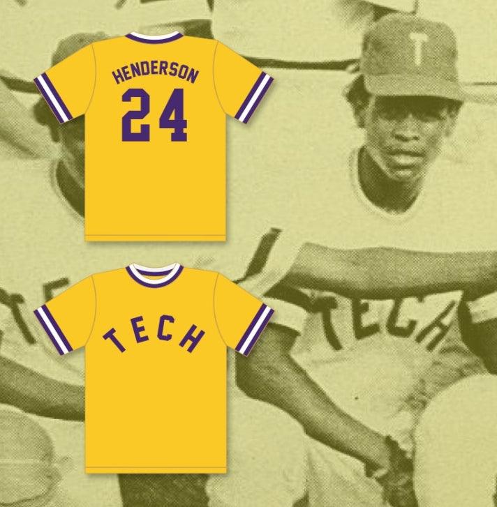 Custom Any Name Number RICKY HENDERSON 24  TECHNICAL HIGH SCHOOL BULLDOGS YELLOW BASEBALL JERSEY 2 Top Stitched S-6XL