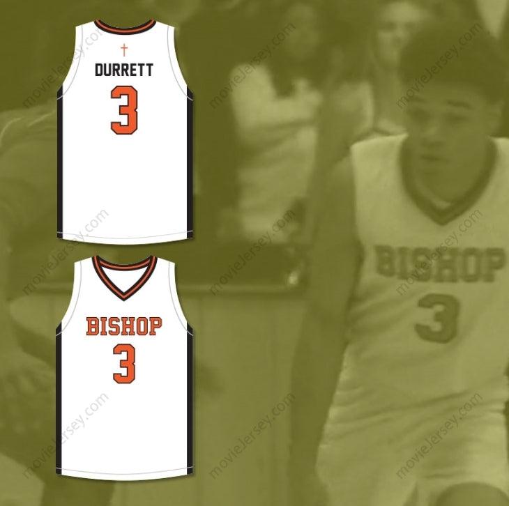 CUSTOM ANY Name Number BRANDON DURRETT 3 BISHOP HAYES TIGERS WHITE BASKETBALL JERSEY THE WAY BACK Top Stitched S-6XL