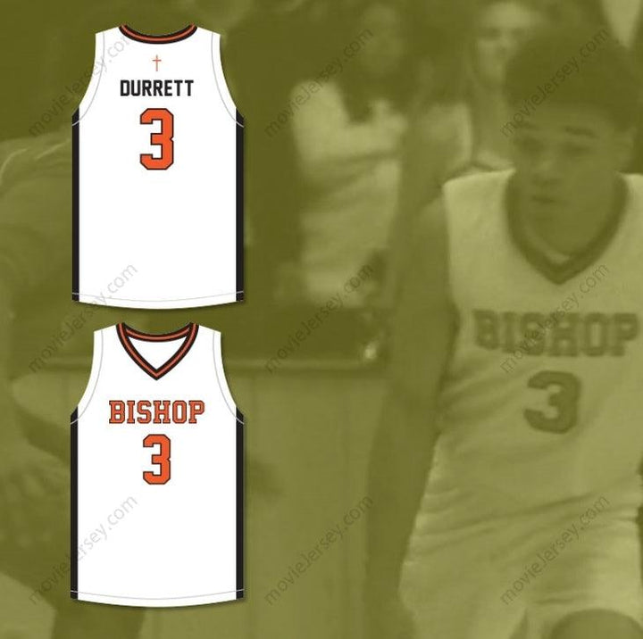 CUSTOM ANY Name Number BRANDON DURRETT 3 BISHOP HAYES TIGERS WHITE BASKETBALL JERSEY THE WAY BACK Top Stitched S-6XL