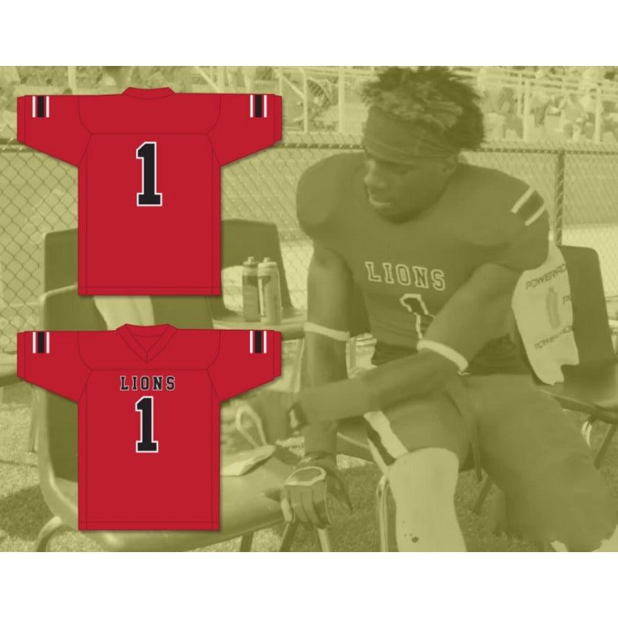 CUSTOM ANY Name Number DJ LAW 1 EMCC LIONS FOOTBALL JERSEY INCLUDES PATCHES Top Stitched S-6XL