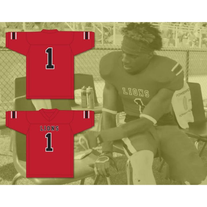 CUSTOM ANY Name Number DJ LAW 1 EMCC LIONS FOOTBALL JERSEY INCLUDES PATCHES Top Stitched S-6XL