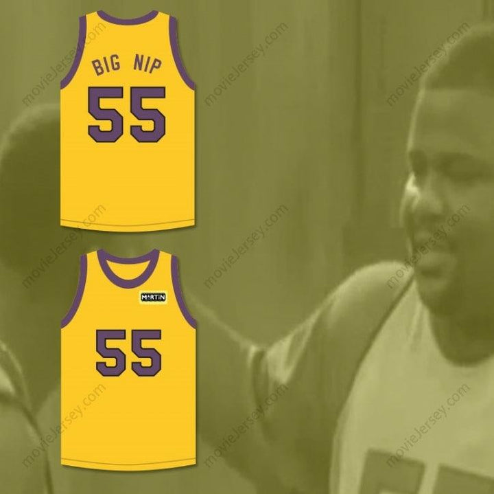 CUSTOM ANY Name Number NIPSEY BIG NIP 55 YELLOW BASKETBALL JERSEY WITH MARTIN PATCH Top Stitched S-6XL